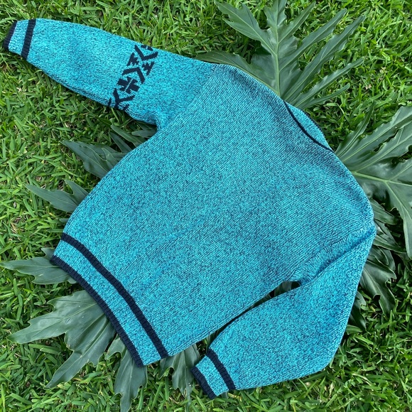 Vintage Bugle Boy 3 Button Front Teal Cardigan - Picture 3 of 8